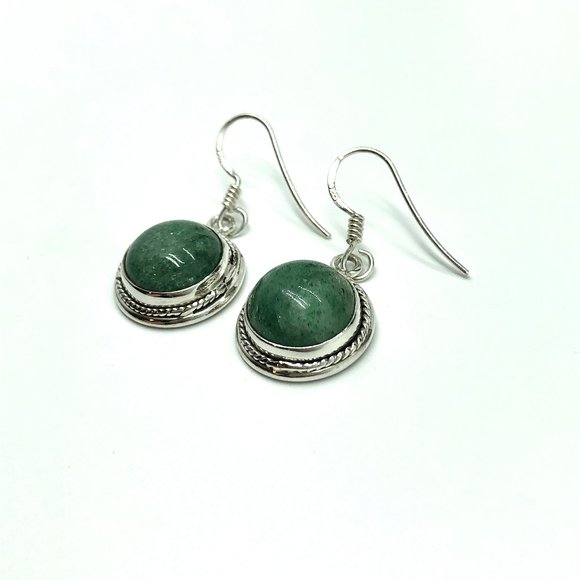 Womens Dangle Earrings Chakra Stone Green Aventurine - Sterling Silver - Picture 5 of 5